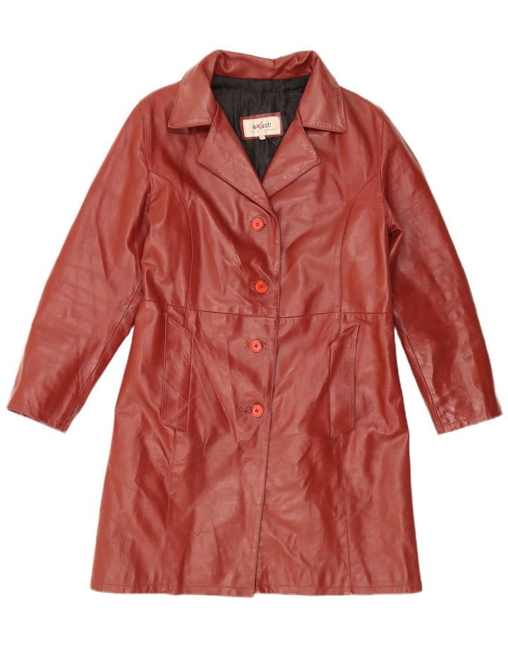 Vintage Womens Leather Coat UK 14 Large Maroon Leather