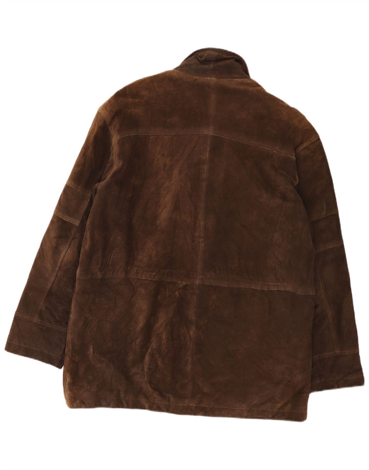 Vintage Mens Suede Windbreaker Coat IT 52 XL Brown Leather