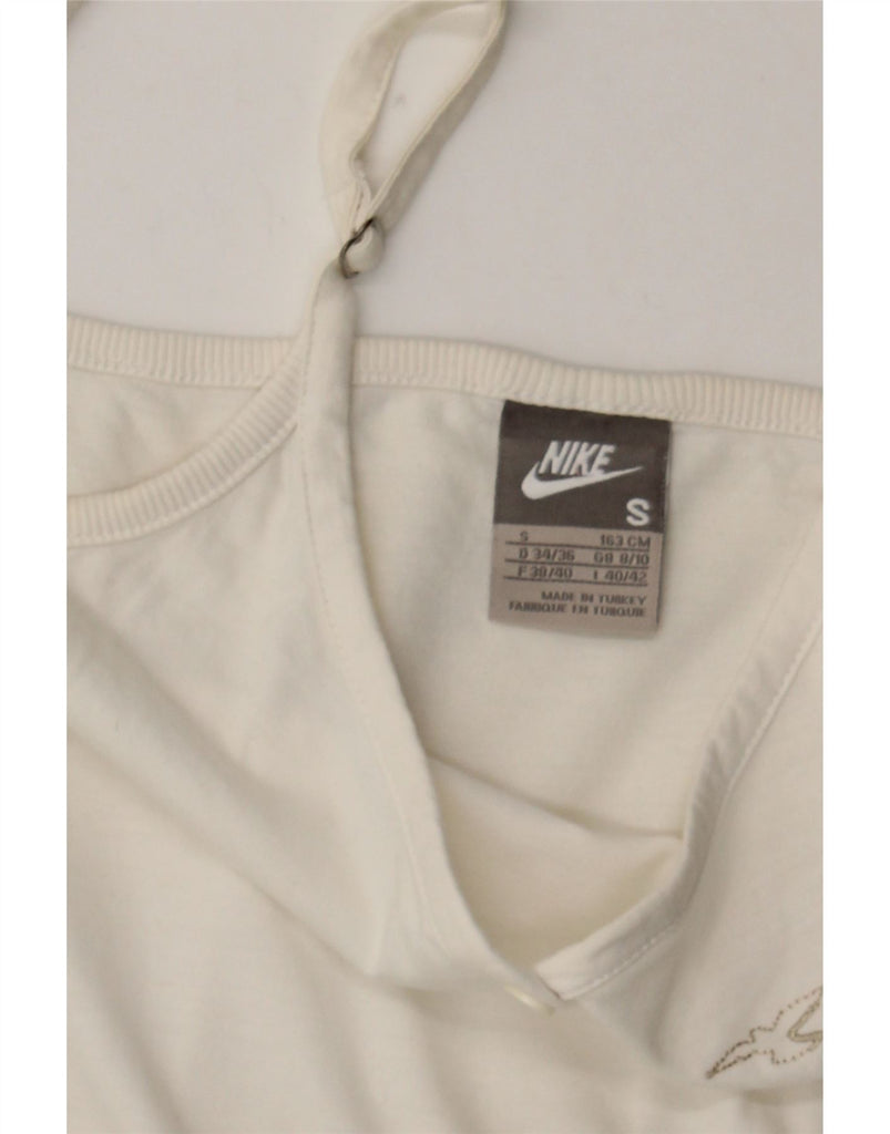 NIKE Womens Graphic Cami Top UK 8/10 Small White Cotton Vintage Nike and Second-Hand Nike from Messina Hembry 