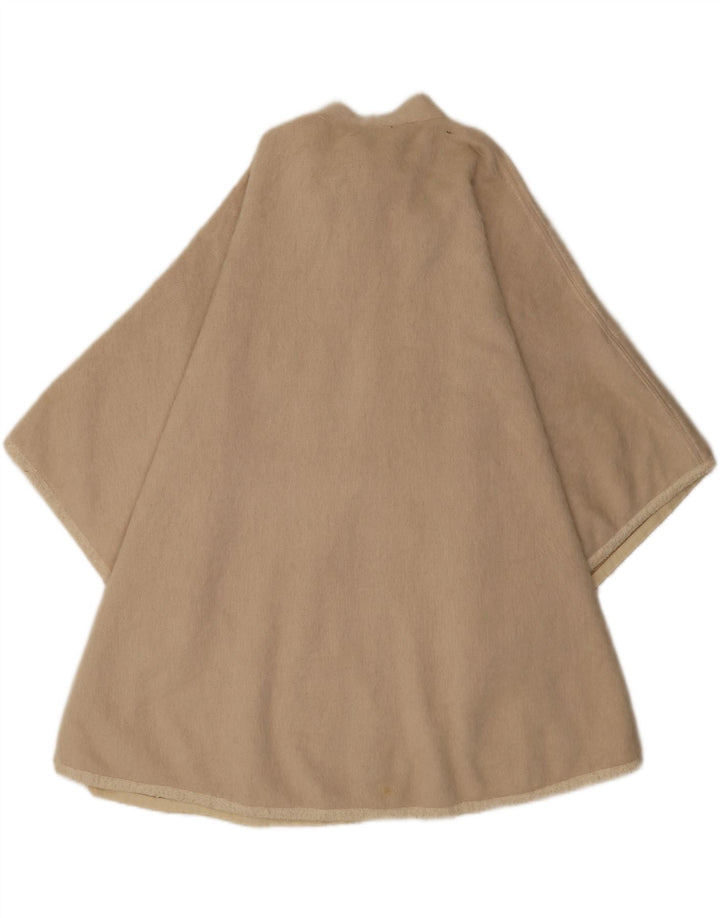 Vintage Womens Cape Coat One Size Beige Virgin Wool