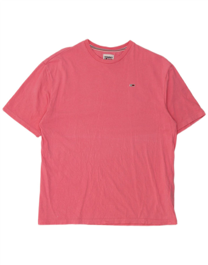 TOMMY HILFIGER Mens T-Shirt Top Small Pink Cotton