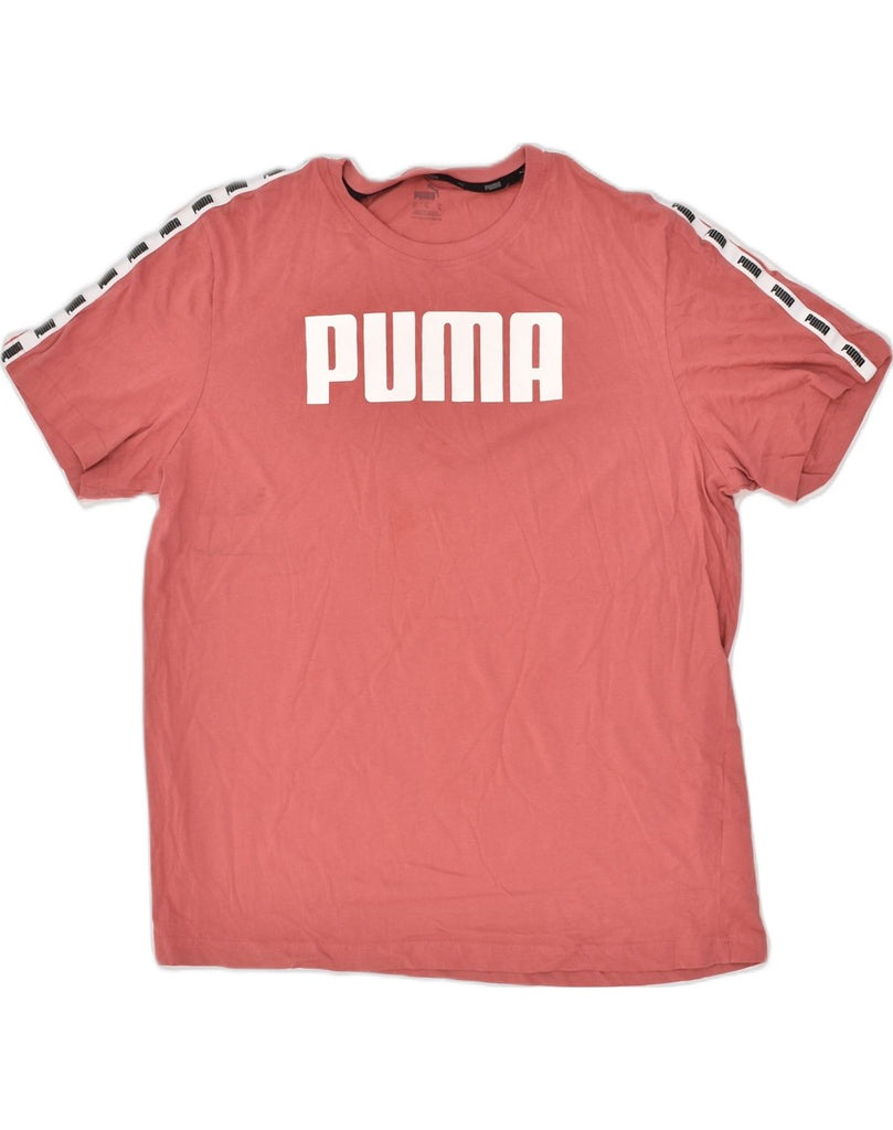 PUMA Mens Graphic T-Shirt Top XL Pink Cotton | Vintage Puma | Thrift | Second-Hand Puma | Used Clothing | Messina Hembry 