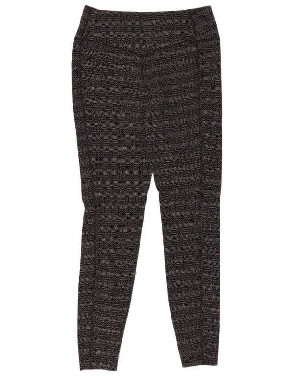 Nike Womens Dri Fit Leggings UK 10 Small  Black Striped Cotton