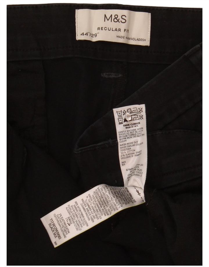 Marks & Spencer Mens Regular Fit Cropped Trousers W44 L25 Black Cotton