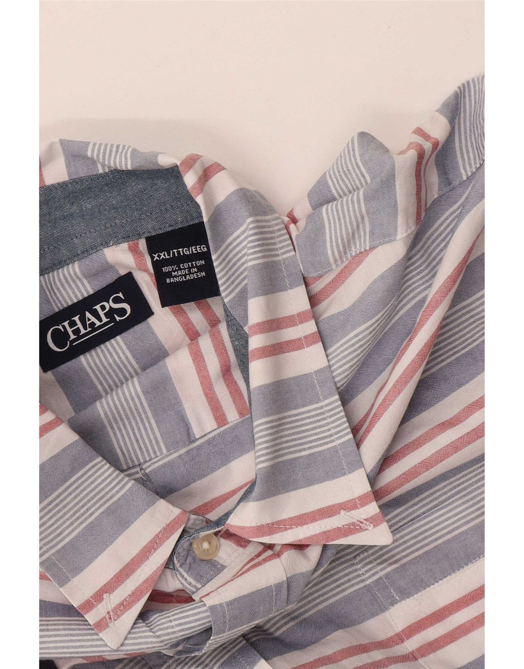 Chaps Mens Short Sleeve Shirt 2XL Multicoloured Striped Cotton
