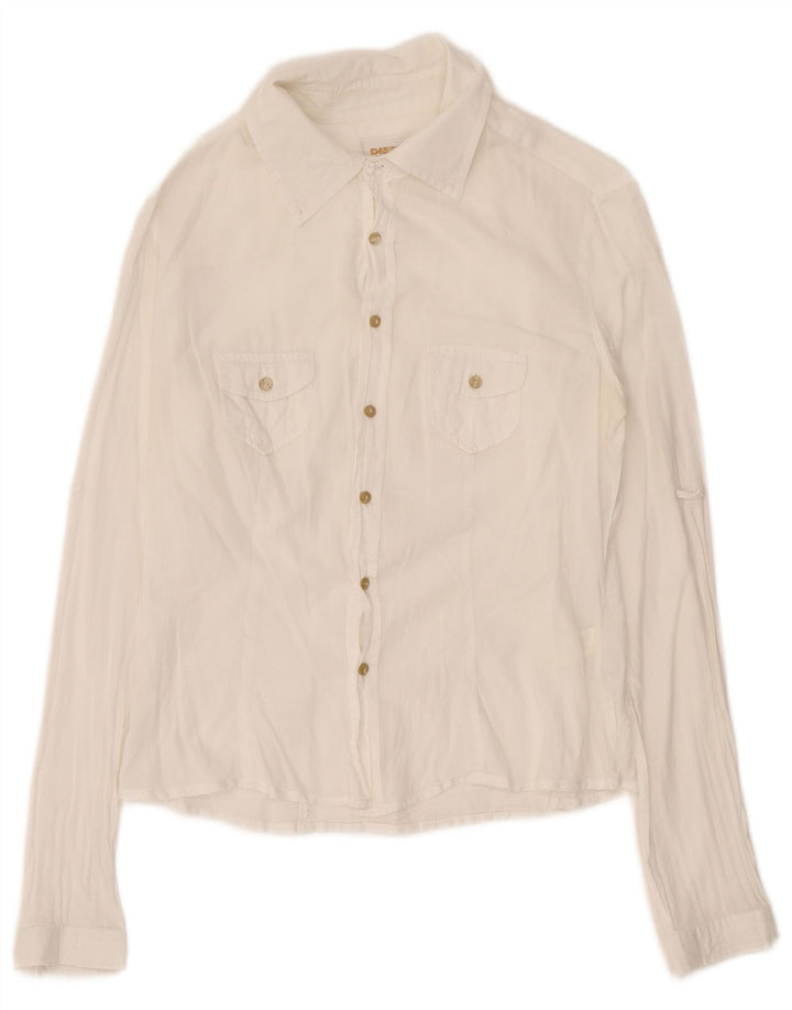 Diesel Womens Shirt UK 14 Medium White Cotton