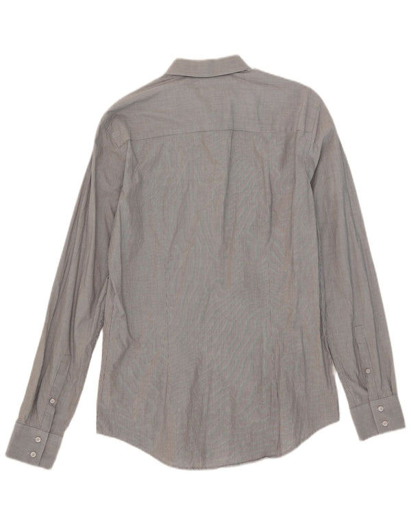 Calvin Klein Mens Slim Fit Shirt Medium Grey Pinstripe Cotton