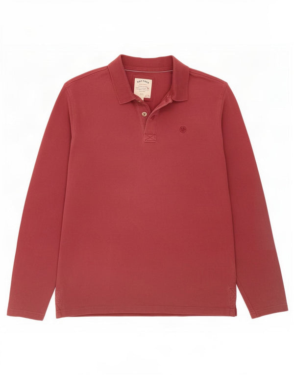 Fat Face Mens Long Sleeve Polo Shirt Large Maroon Cotton