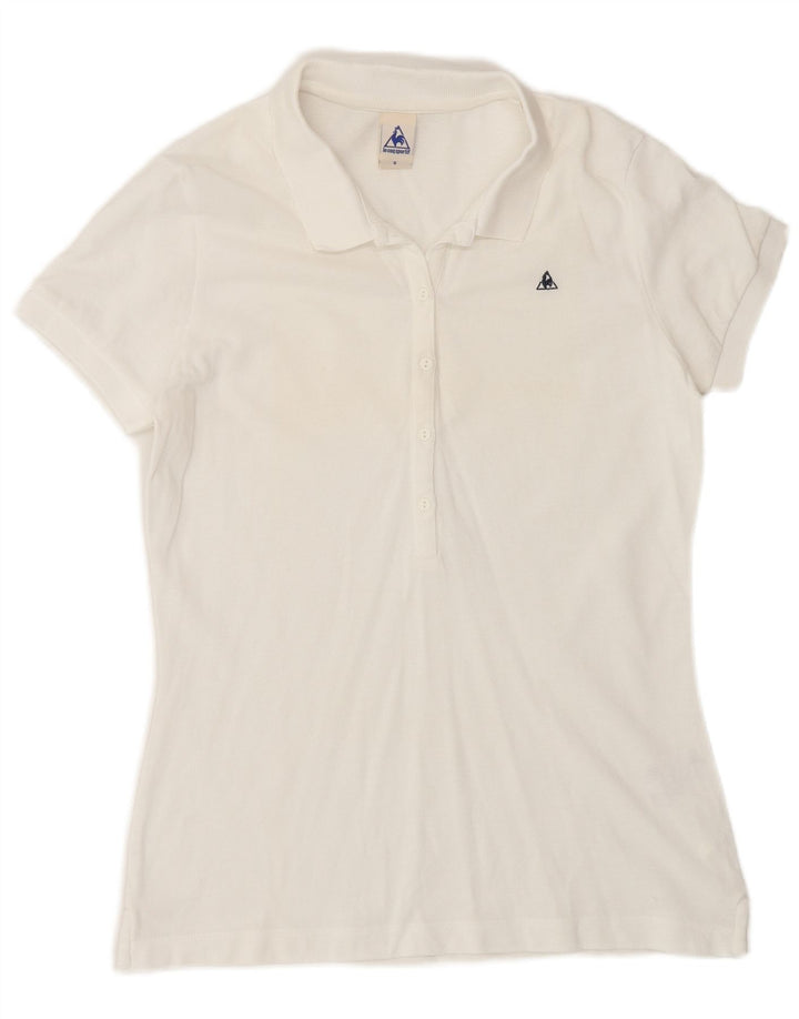 LE COQ SPORTIF Womens Polo Shirt UK 10 Small White Cotton