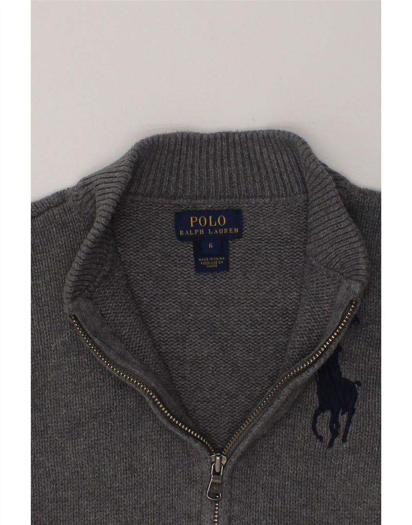 POLO RALPH LAUREN Boys Cardigan Sweater 5-6 Years Grey Cotton | Vintage Polo Ralph Lauren | Thrift | Second-Hand Polo Ralph Lauren | Used Clothing | Messina Hembry 