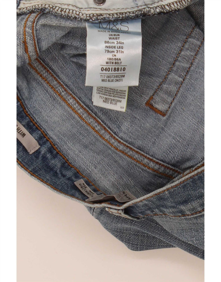 Marks & Spencer Mens Tapered Jeans W34 L31 Blue Cotton
