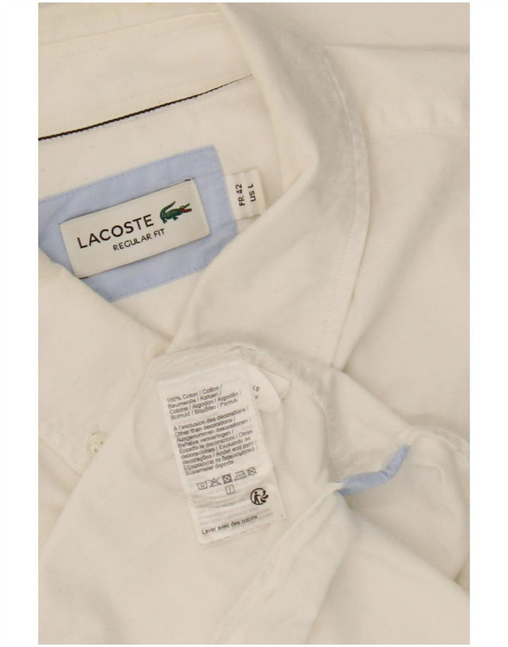 Lacoste Mens Shirt Size 42 Large White Cotton