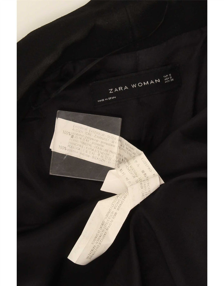 Zara Womens 3/4 Sleeve Open Blazer Jacket UK 10 Small Black Polyester