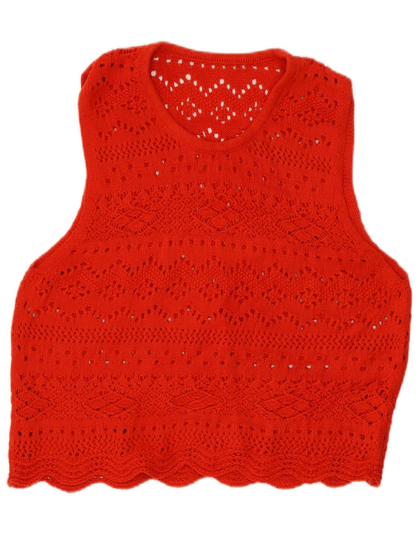 Vintage Womens Vest Tank Top UK 14 Medium Red