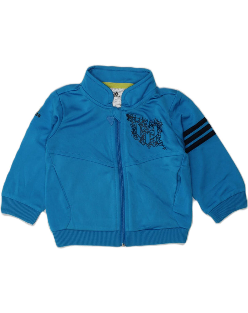 ADIDAS Baby Boys Graphic Tracksuit Top Jacket 3-6 Months Blue Polyester | Vintage Adidas | Thrift | Second-Hand Adidas | Used Clothing | Messina Hembry 