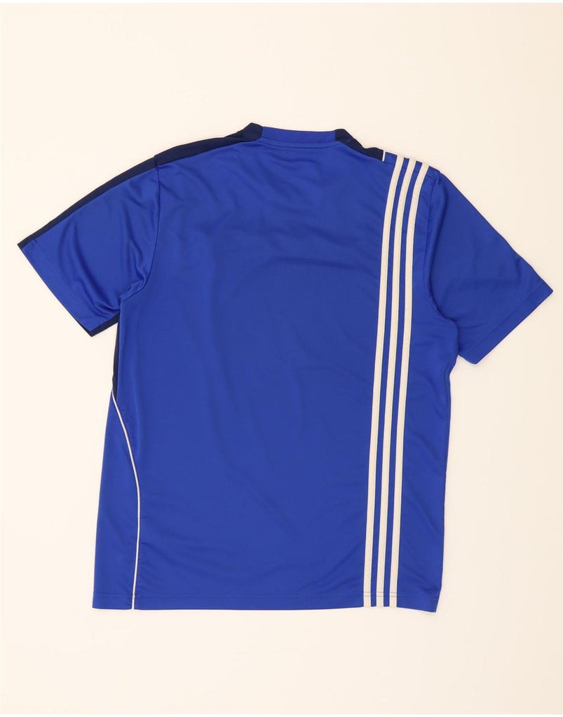 ADIDAS Mens Climalite Graphic T-Shirt Top Medium Blue Colourblock Vintage Adidas and Second-Hand Adidas from Messina Hembry 