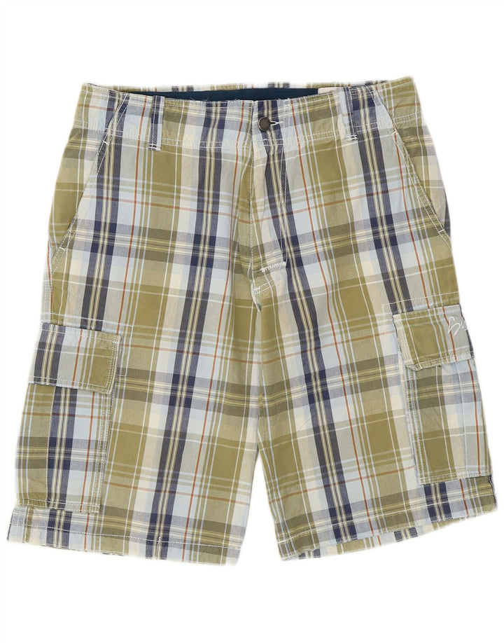 Sundek Mens Cargo Shorts W32 Medium  Khaki Check Cotton