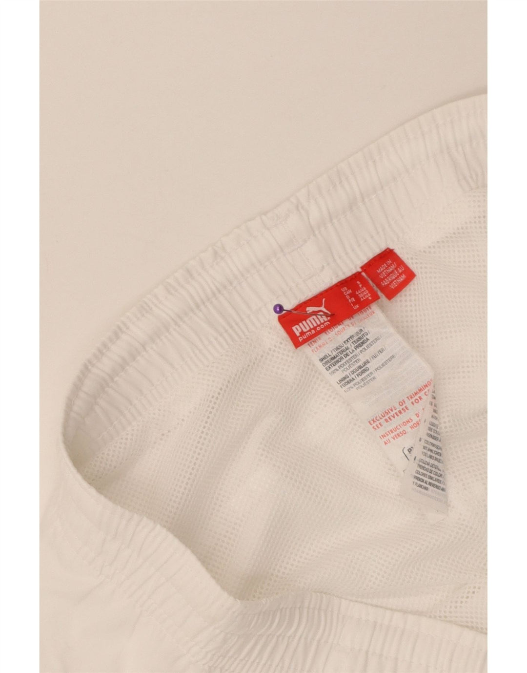 Puma Mens Graphic Bermuda Sport Shorts Small White Polyester