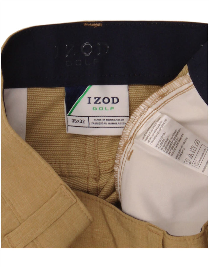 IZOD Mens Straight Casual Trousers W36 L30 Beige Polyester