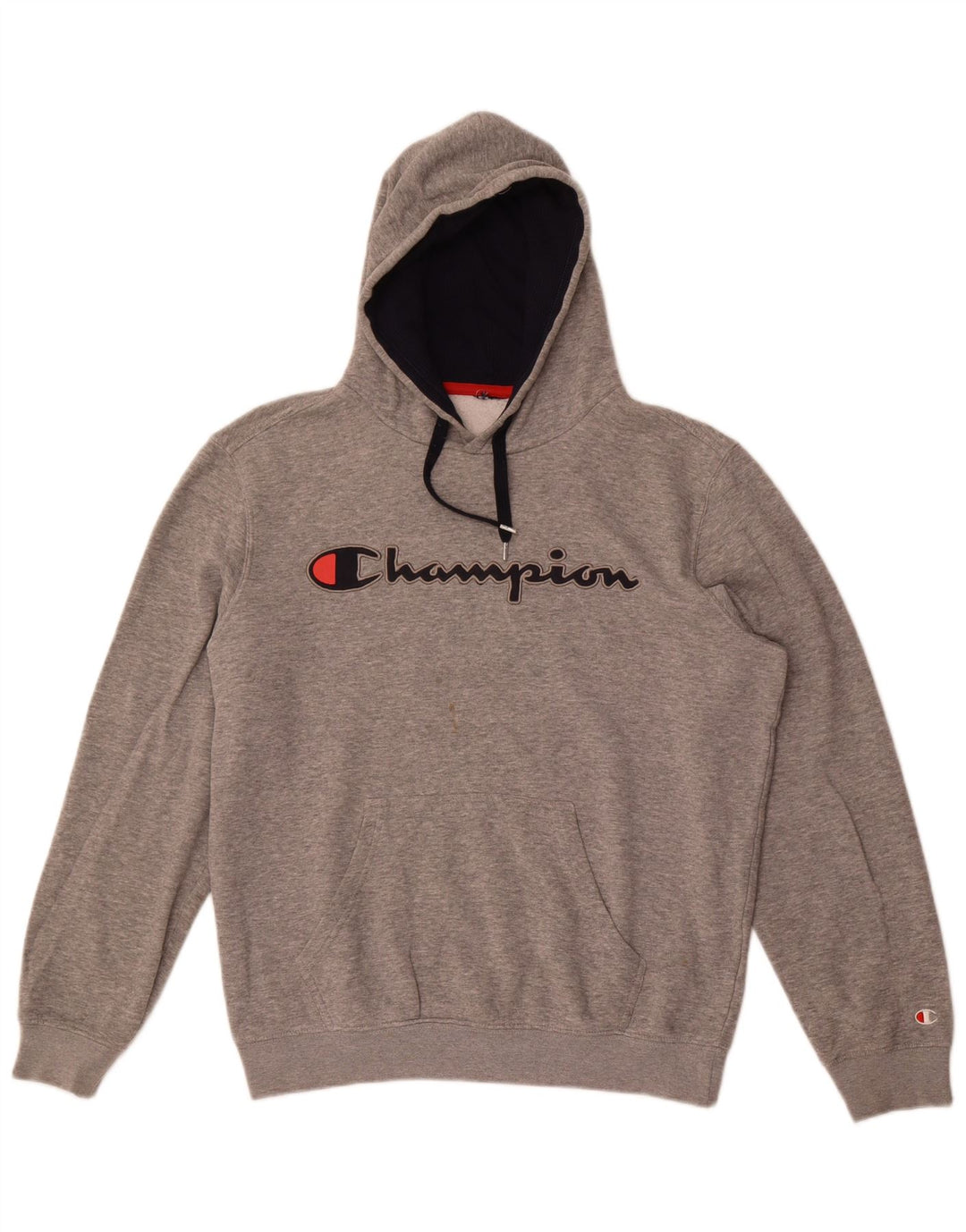 Champion Mens Graphic Hoodie Jumper Large Grey Flecked