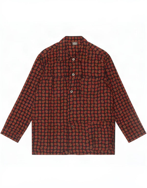 Trussardi Mens Sleepwear Shirt IT 48 Small Navy Blue Ikat Cotton