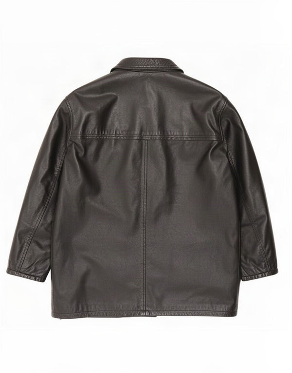 Settore Mens Leather Coat UK 42 XL Black