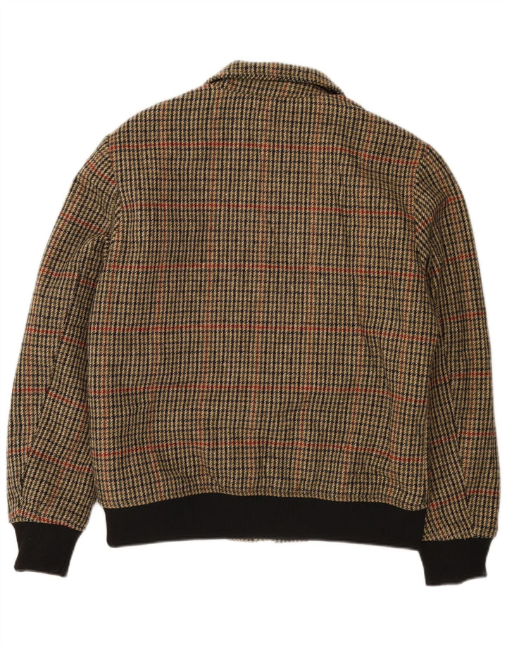 X-FEEL Mens Bomber Jacket UK 40 Large Brown Houndstooth Polyester