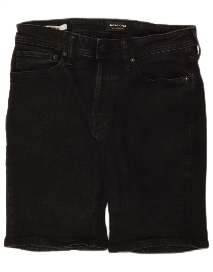 JACK & JONES Mens Regular Fit Denim Shorts Medium W32  Black Cotton