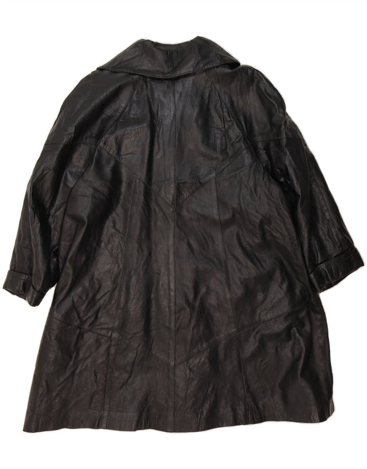PELLITALIA Womens Leather Coat UK 18 XL Black Leather Vintage Pellitalia and Second-Hand Pellitalia from Messina Hembry 