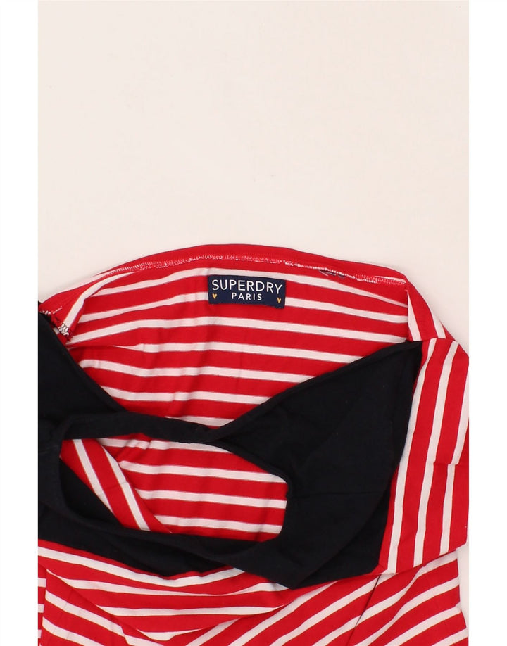 SUPERDRY Womens Top Long Sleeve UK 14 Medium Red Striped Cotton Vintage Superdry and Second-Hand Superdry from Messina Hembry 