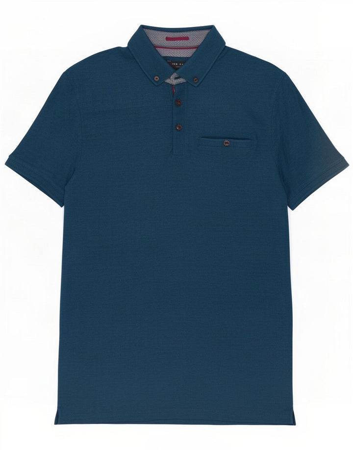 Ted Baker Mens Polo Shirt Size 3 Medium Turquoise Cotton
