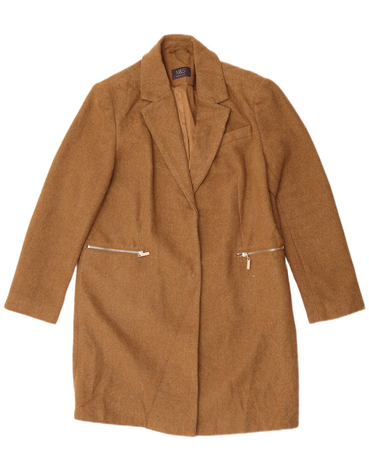 Marks & Spencer Womens Overcoat UK 12 Medium  Beige Polyester