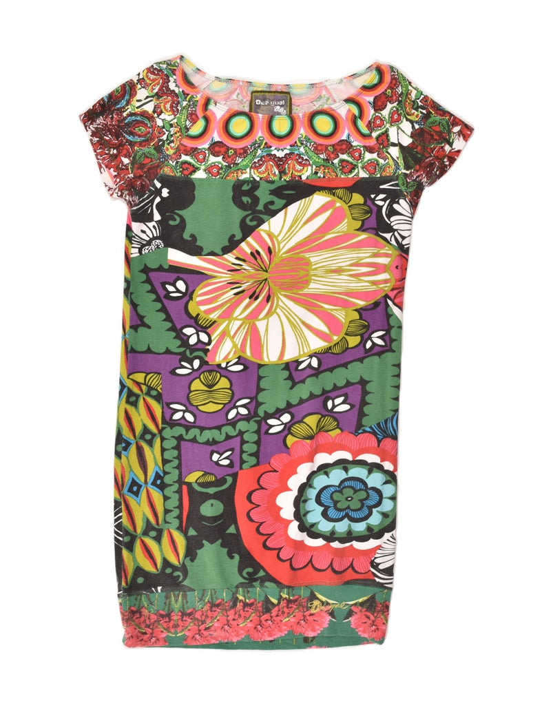 DESIGUAL Womens T-Shirt Dress UK 14 Medium Multicoloured Patchwork Cotton | Vintage Desigual | Thrift | Second-Hand Desigual | Used Clothing | Messina Hembry 