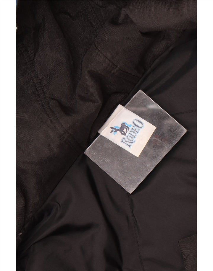 RODEO Mens Hooded Pullover Ski Jacket UK 46 3XL Black Geometric