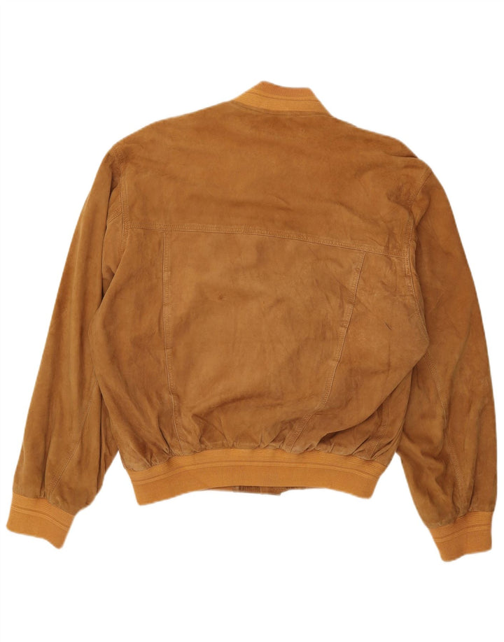 Vintage Mens Suede Bomber Jacket IT 48 Medium Brown Leather