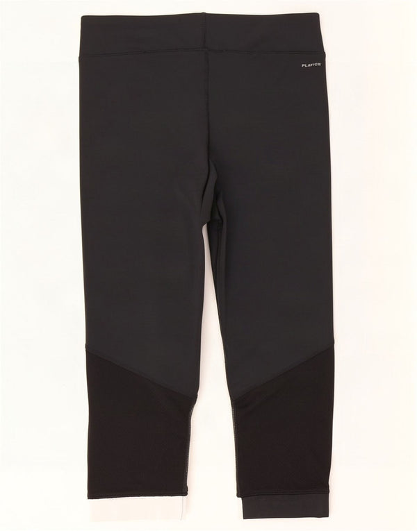 Reebok Womens Capri Leggings UK 12/14 Medium Black Colourblock Polyester