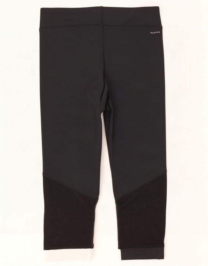Reebok Womens Capri Leggings UK 12/14 Medium Black Colourblock Polyester