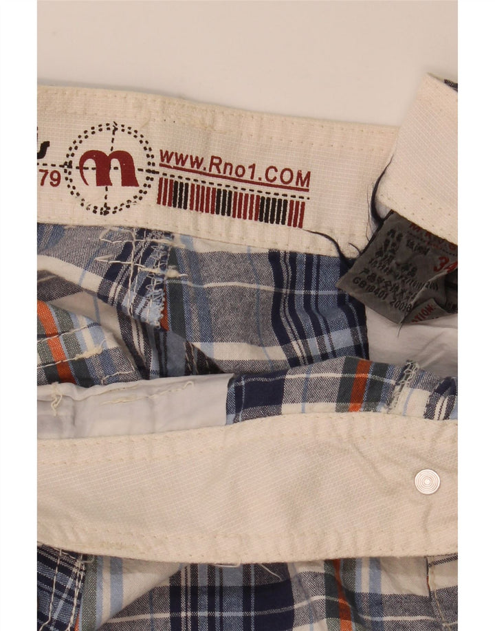 Vintage Mens Cargo Shorts W34 Large Blue Check