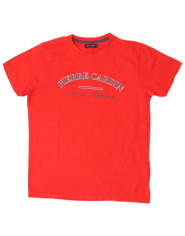 Pierre Cardin Mens Graphic T-Shirt Top Large Red Cotton
