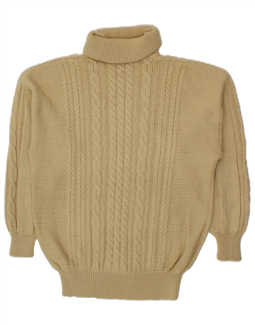 VINTAGE Womens Roll Neck Jumper Sweater UK 16 Large Beige Vintage Vintage and Second-Hand Vintage from Messina Hembry 