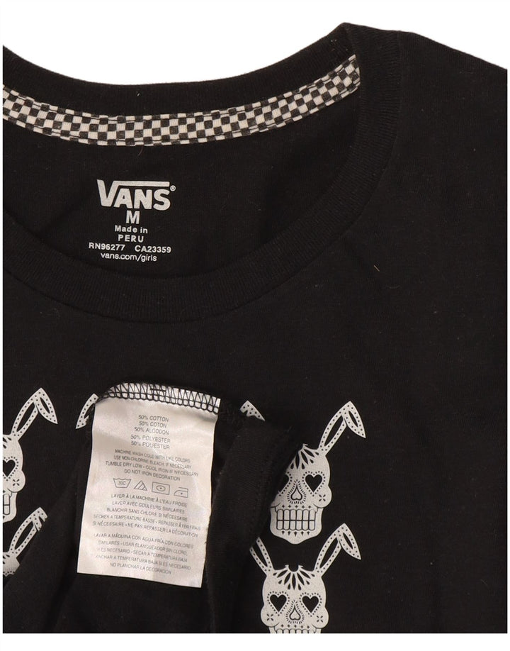 Vans Womens Graphic T-Shirt Top UK 12 Medium Black Cotton