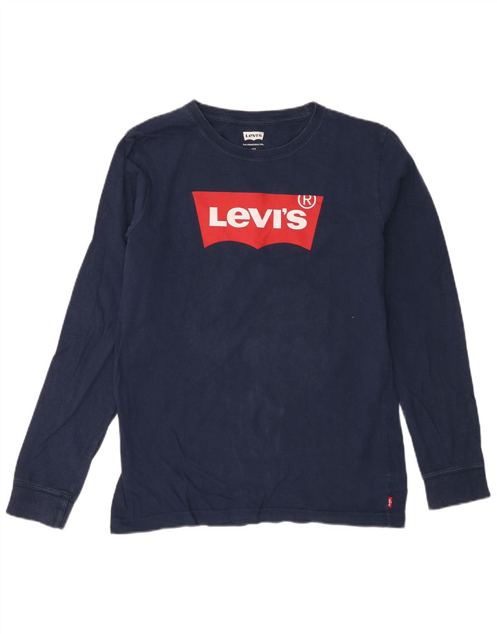 Levi's Boys Graphic Top Long Sleeve 15-16 Years Navy Blue Cotton