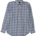 James Pringle Mens Flannel Shirt Small Blue Check Polyester