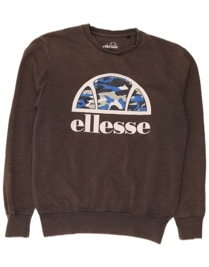 Ellesse Mens Graphic Sweatshirt Jumper Medium Grey Cotton