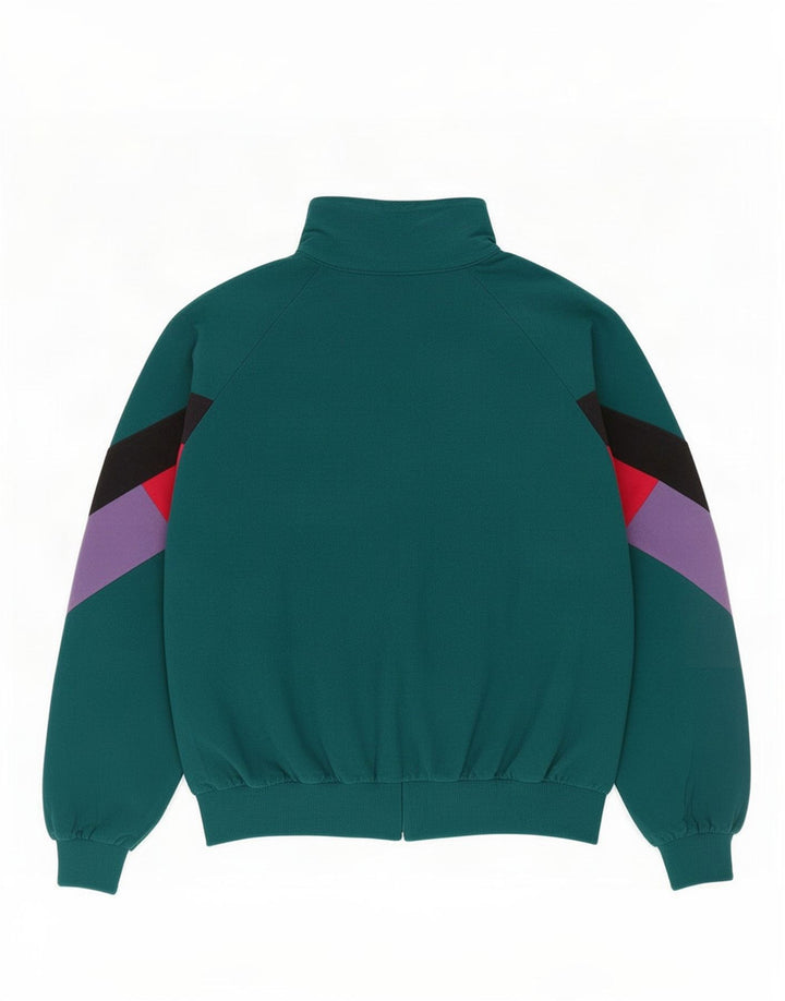 Asics Womens Tracksuit Top Jacket IT 46 Large Green Colourblock Retro