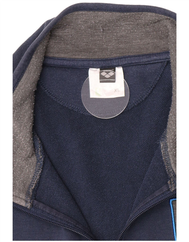 Arena Mens Graphic Tracksuit Top Jacket XL Navy Blue Colourblock