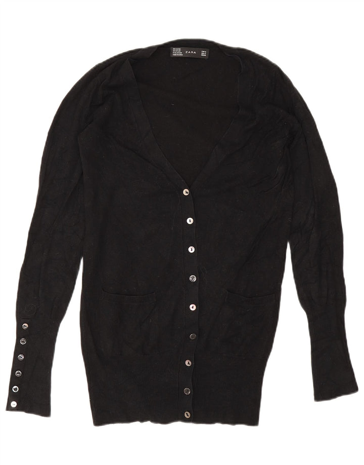 Zara Womens Cardigan Sweater UK 10 Small Black Rayon