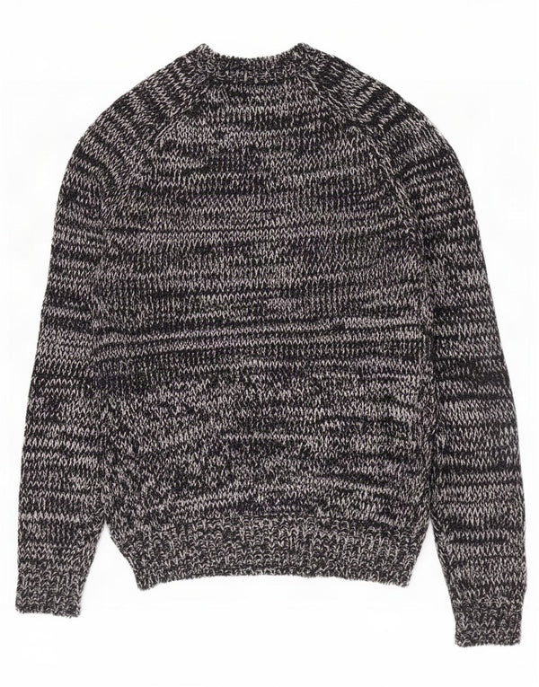 Zara Mens Boat Neck Jumper Sweater Large Navy Blue Flecked Acrylic