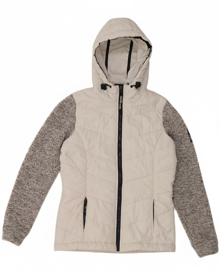Superdry Womens Hooded Padded Jacket UK 8 Small White Colourblock