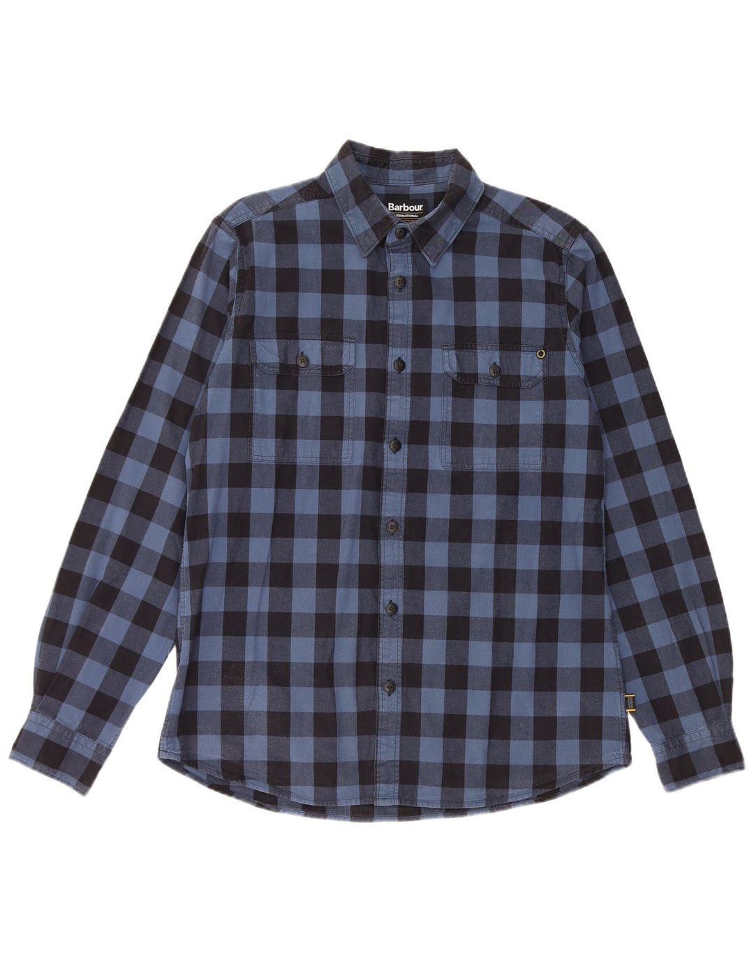 Barbour Mens Shirt Medium Blue Gingham Cotton